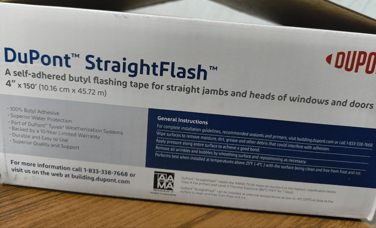 Лента для гидроизоляции DuPont StraightFlash . арт. 915431. размер рулона 10.16 см.45.72 м. Произведено в США.